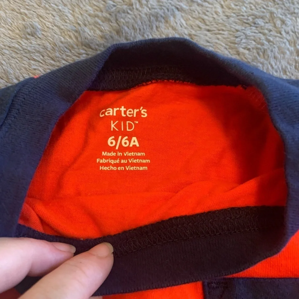 Carter's Red and Blue Long Sleeve Tee Size 6 Pocket